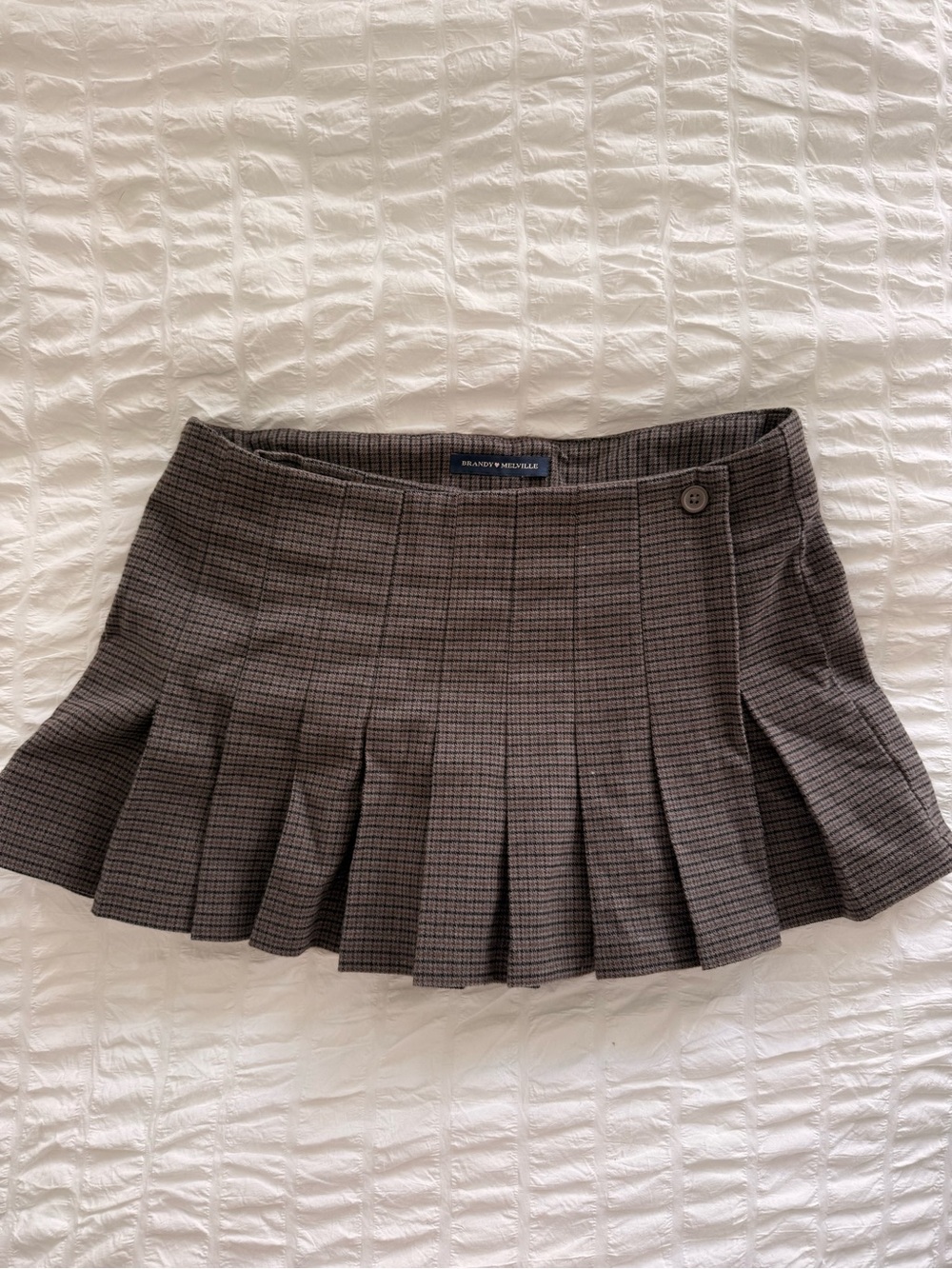 Rare Brandy Melville Brown/Grey Plaid Dana Pleated Mini Skirt